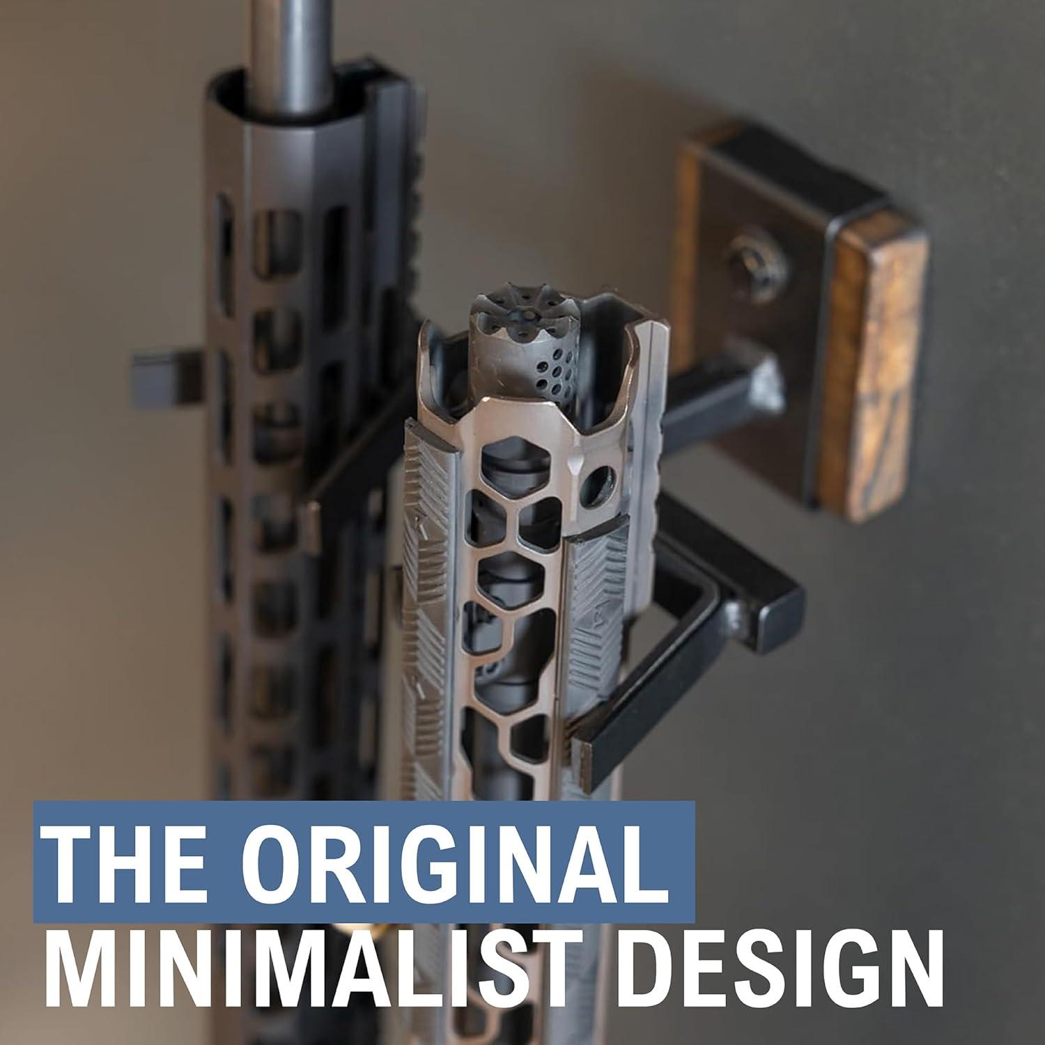 imageBLAT Indoor Gun Rack for Wall Rifle Rack and Shotgun Wall Mount Rustic Wood and Solid Steel Vertical Gun Rack Wall Mount for Home Garage Office or Retail Shop2 Firearms  Wood