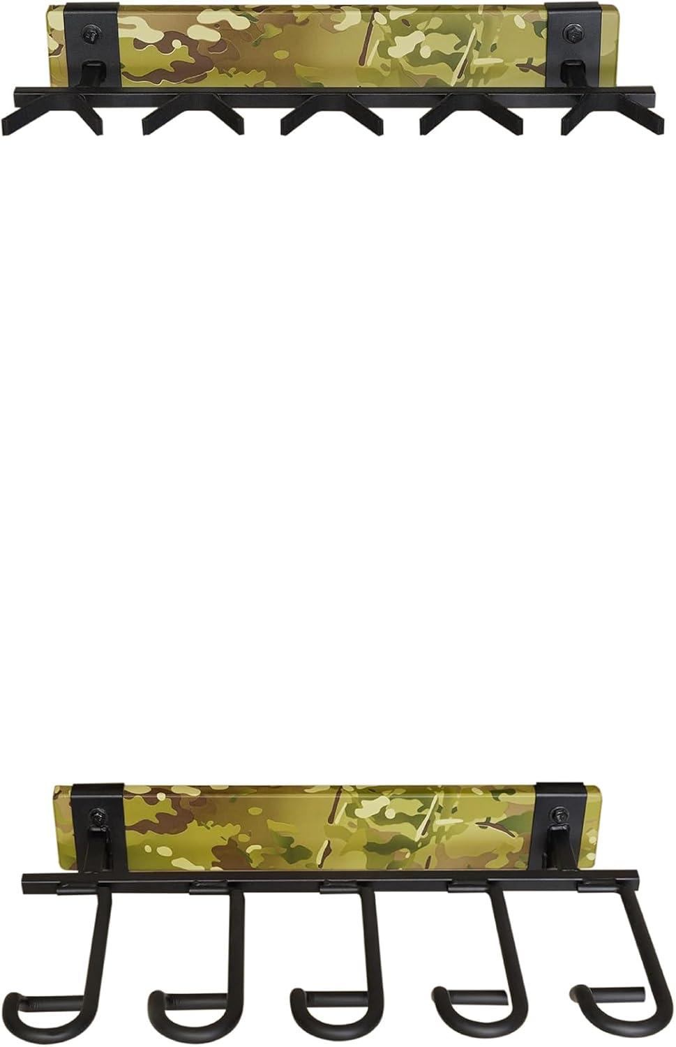 imageBLAT Indoor Gun Rack for Wall Rifle Rack and Shotgun Wall Mount Rustic Wood and Solid Steel Vertical Gun Rack Wall Mount for Home Garage Office or Retail Shop5 Firearms  MultiCam