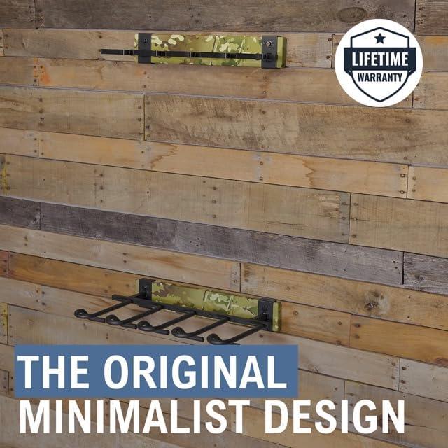 imageBLAT Indoor Gun Rack for Wall Rifle Rack and Shotgun Wall Mount Rustic Wood and Solid Steel Vertical Gun Rack Wall Mount for Home Garage Office or Retail Shop5 Firearms  MultiCam