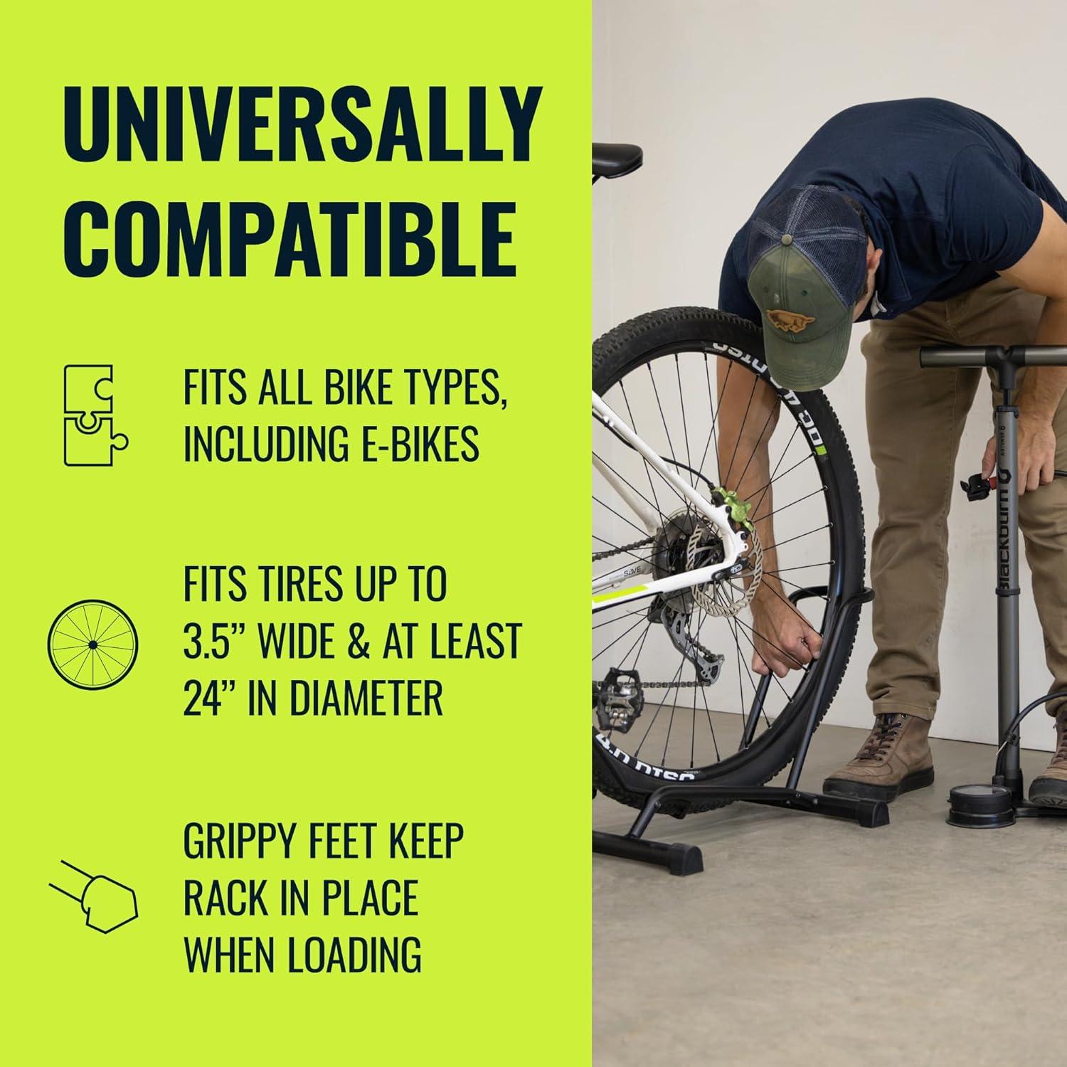 imageCycleStand Bike Floor Stand NoLift Indoor Bicycle Rack for Garage Bike Mount Storage Holds MTB Road and Ebike Stand Bike Parking Rack Fits Tires up to 35