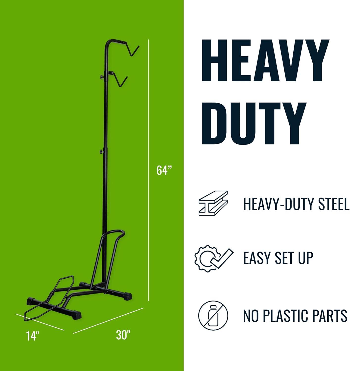 imageCycleStand Pro Vertical Bike Floor Stand Indoor Bicycle Rack for Garage Upright Bike Mount Storage Holds MTB Road and Ebike Stand Bike Parking Rack Fits Tires up to 35