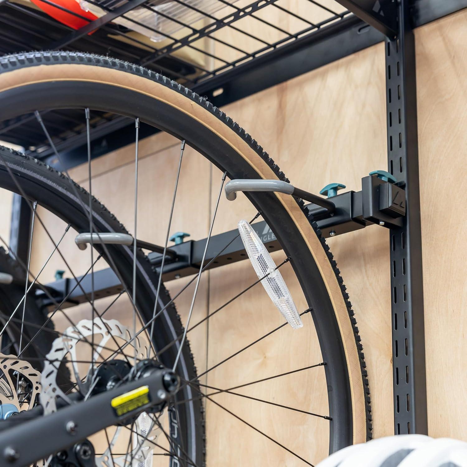 imageGBike Pro Garage Storage System Adjustable 5 Bike Rack With Shelves Vertical Wall Organizer Bicycle Hanging Hooks Holds 500 Lbs