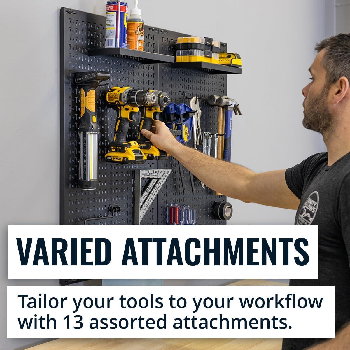 imageHeavyDuty Pegboard Wall Kit 13 Lockable Attachments Garage Organization ampamp Storage 2 Panel Pegboard System Solid Steel Holds 300 lbs 34 in x 32 in2 Panel