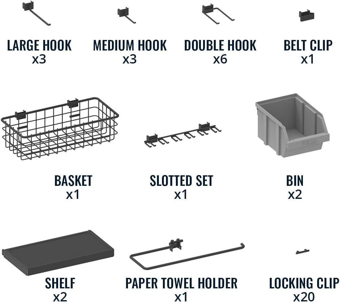 imageHeavyDuty Pegboard Wall Kit 13 Lockable Attachments Garage Organization ampamp Storage 2 Panel Pegboard System Solid Steel Holds 300 lbs 34 in x 32 in3 Panel