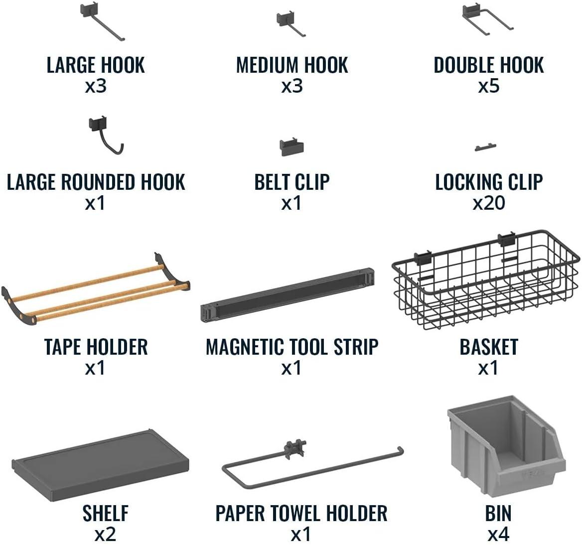imageHeavyDuty Pegboard Wall Kit 13 Lockable Attachments Garage Organization ampamp Storage 2 Panel Pegboard System Solid Steel Holds 300 lbs 34 in x 32 in3 Panel PRO