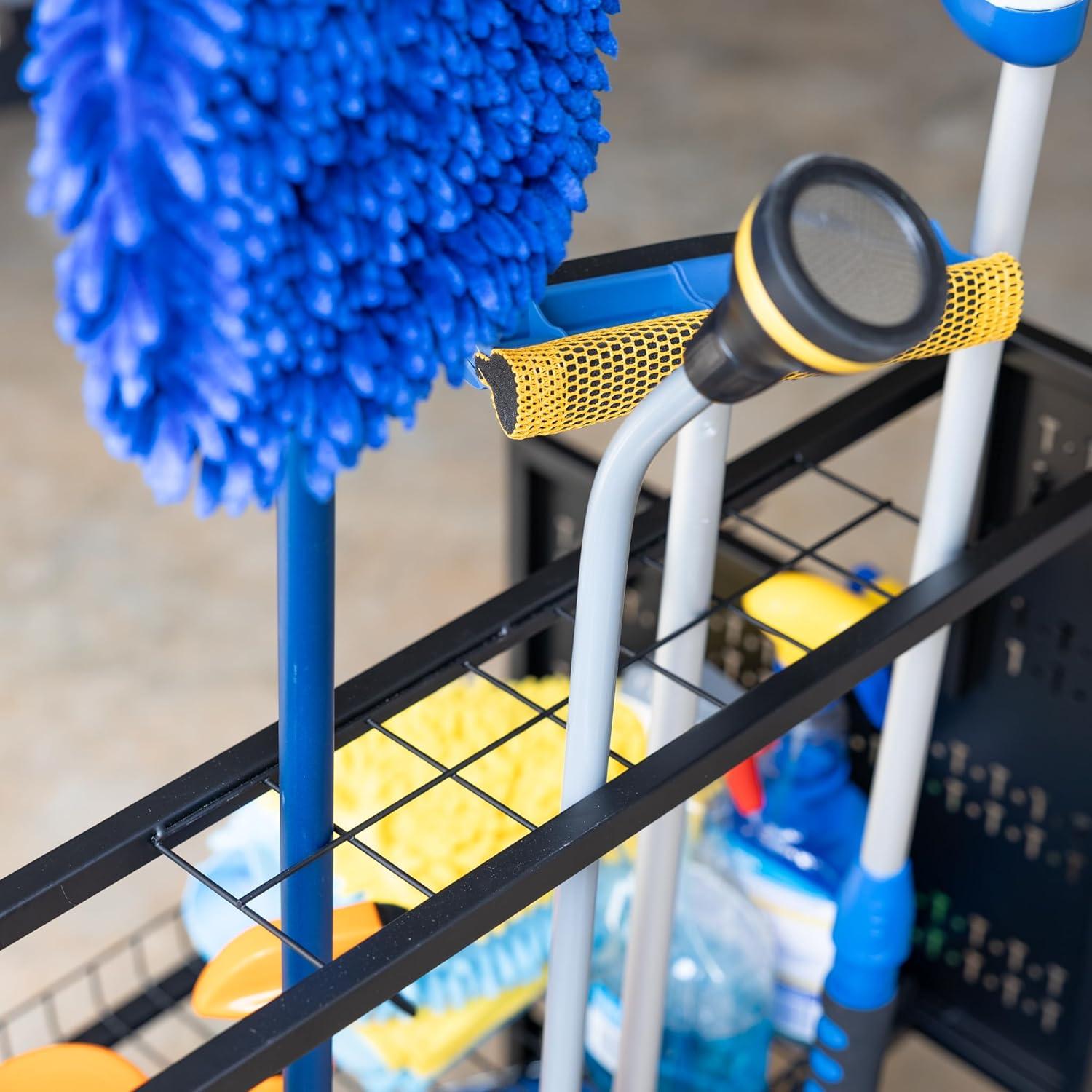 imageLarge Cleaning Caddy with Wheels 3 Tiered Rolling Cart Auto Detailing Cart Car Truck SUV Boat RV Rolling Cleaning Caddy Polisher Holder 37 in x 17 in x 26 in Solid Steel Holds 250 lbs