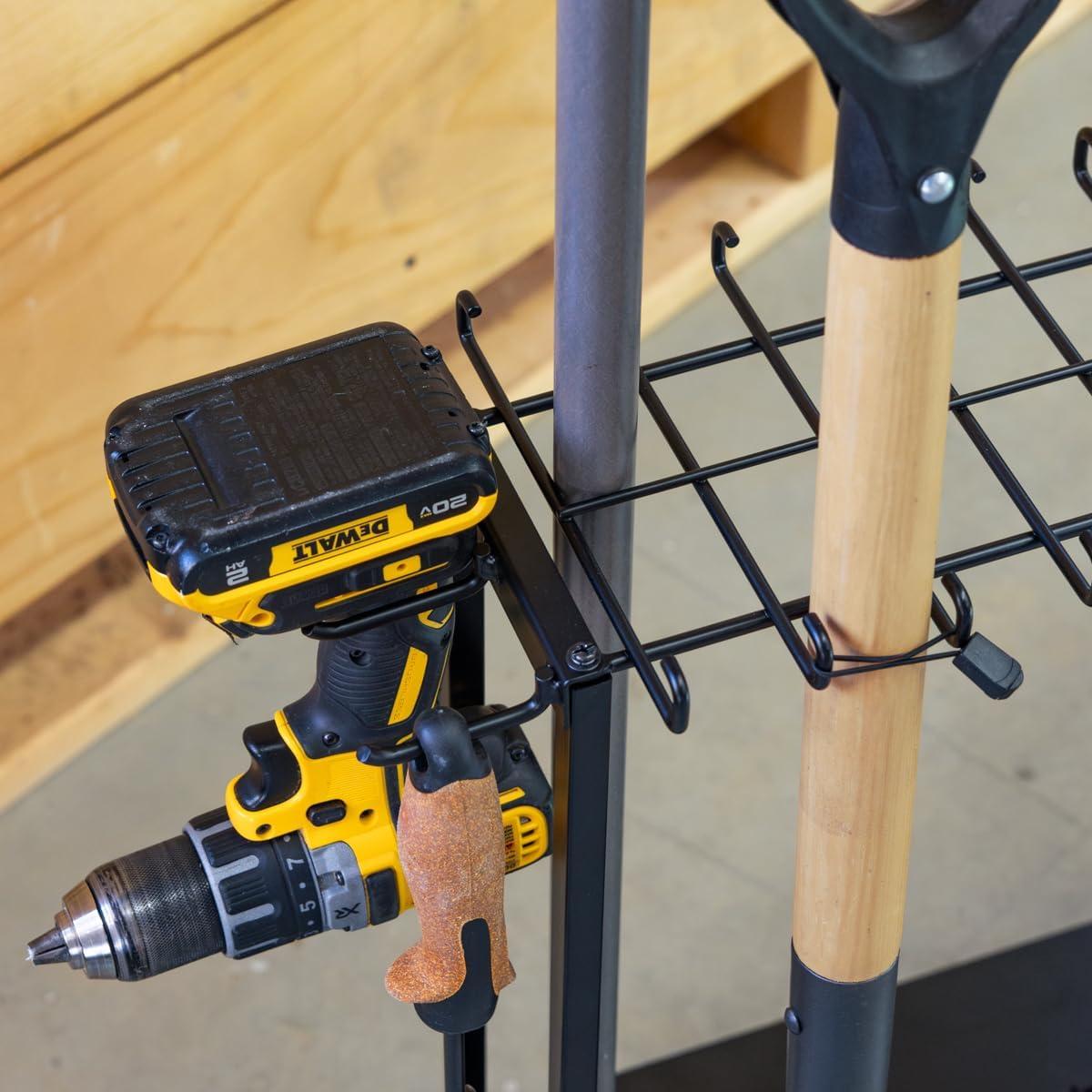 imageShovel Shuttle Mobile Tool Storage Garden Cart on Wheels Freestanding Garden Organizer Holds Rakes Power Tools Rolling Yard Tool Organizer