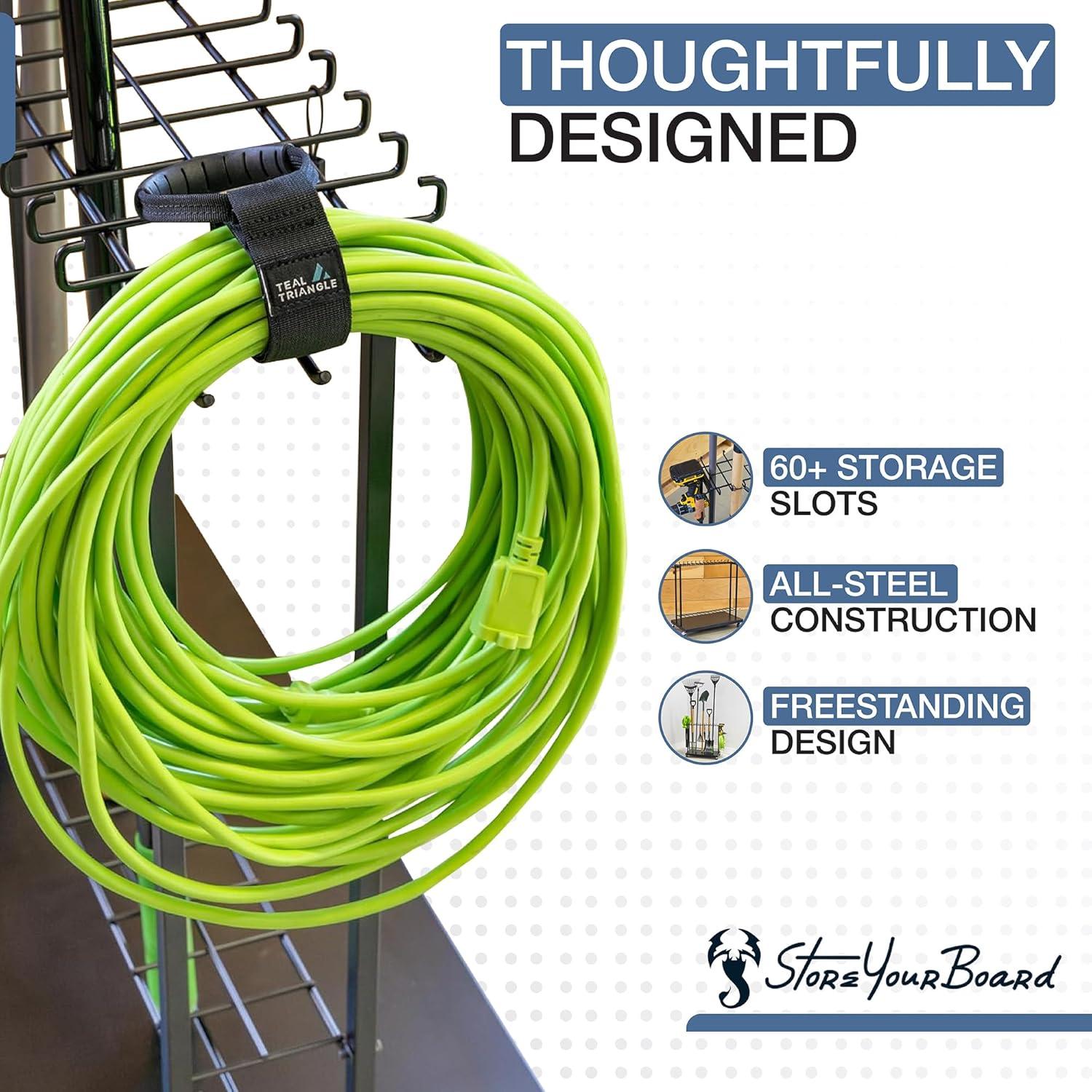 imageShovel Shuttle Mobile Tool Storage Garden Cart on Wheels Freestanding Garden Organizer Holds Rakes Power Tools Rolling Yard Tool Organizer