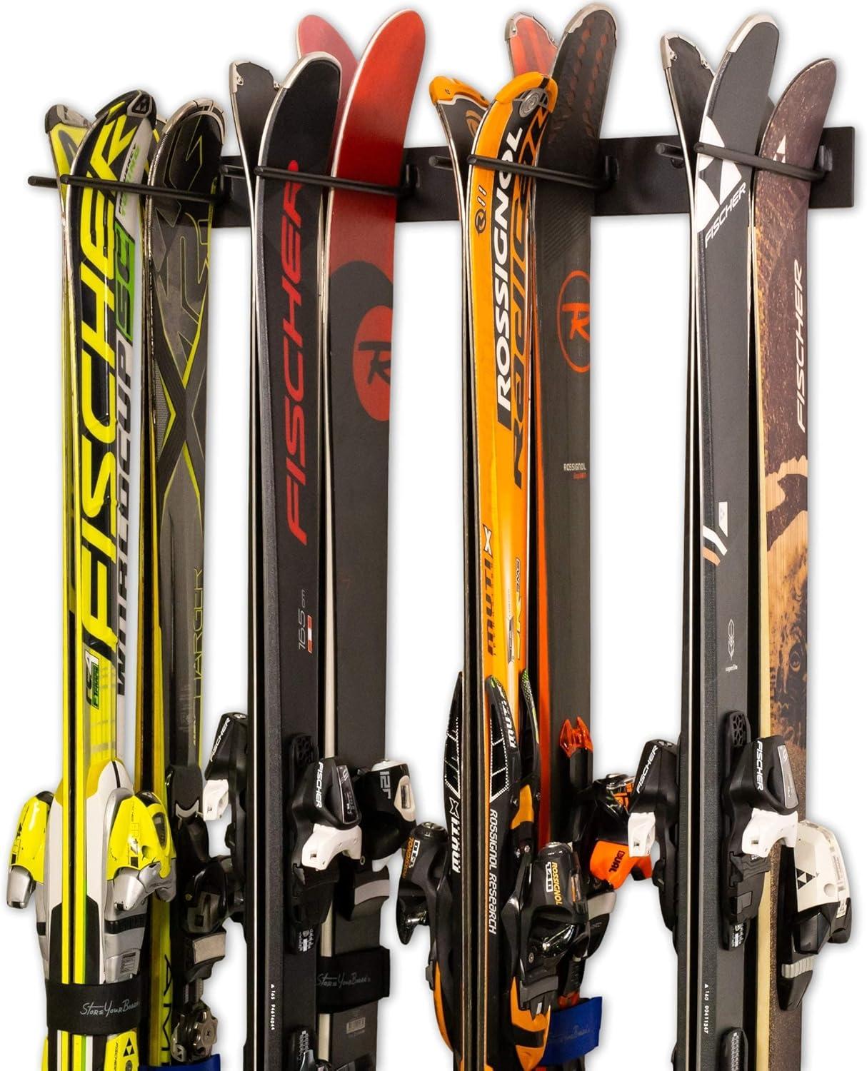 imageSki Wall Storage Rack Holds 8 Pairs with BONUS Ski Pole ampamp Boot Carrier Adjustable Shoulder Straps