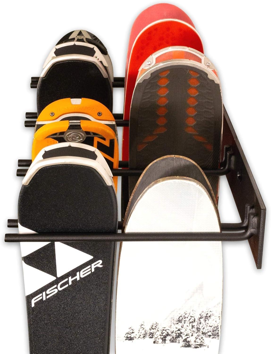 imageSki Wall Storage Rack Holds 8 Pairs with BONUS Ski Pole ampamp Boot Carrier Adjustable Shoulder Straps