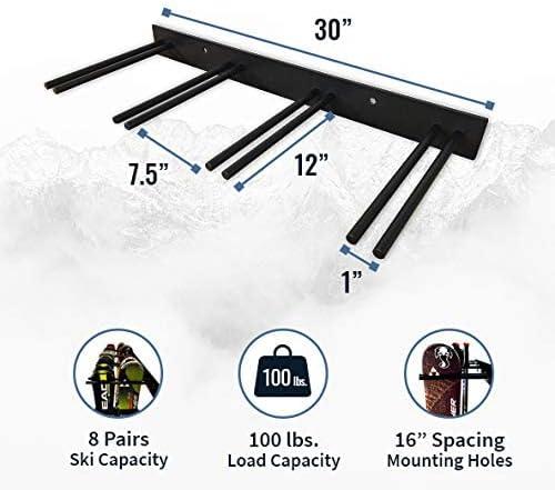 imageSki Wall Storage Rack Holds 8 Pairs with BONUS Ski Pole ampamp Boot Carrier Adjustable Shoulder Straps