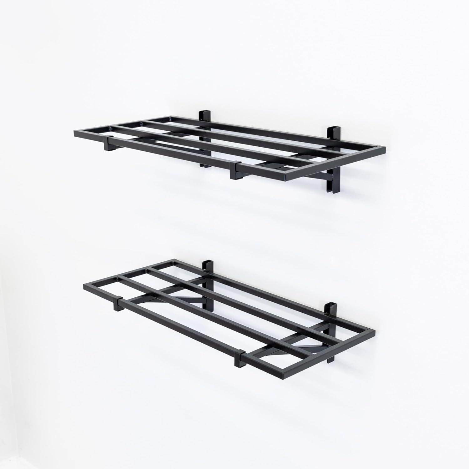 imageStoreYourBoard 2Pack Heavy Duty Wall Shelves  WallMounted Garage Storage Shelving and Organization for Sheds Closets or Utility Rooms  Holds 200 lbs 2ft x 4ft BlackBlack