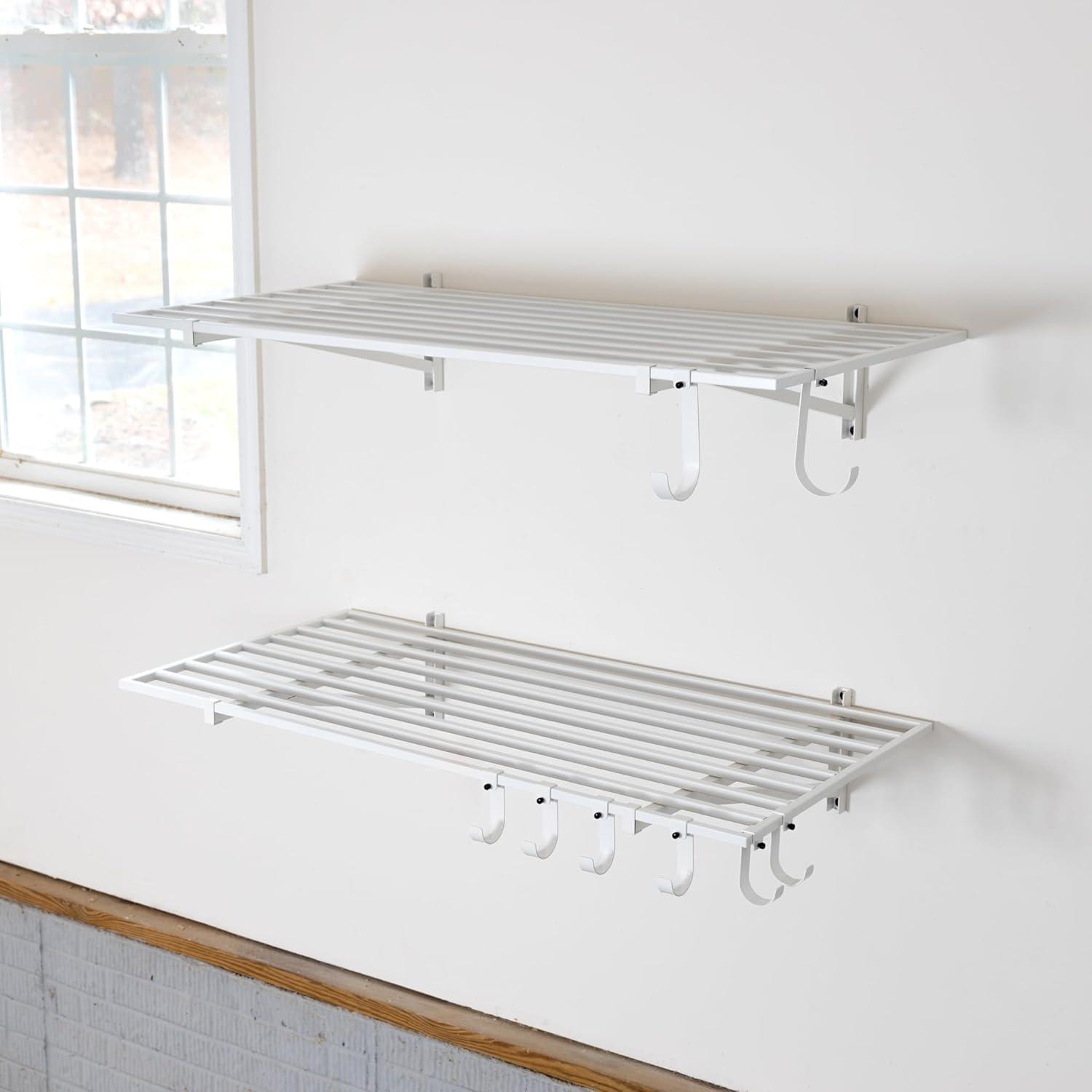 imageStoreYourBoard 2Pack Heavy Duty Wall Shelves  WallMounted Garage Storage Shelving and Organization for Sheds Closets or Utility Rooms  Holds 200 lbs 2ft x 4ft BlackWhite