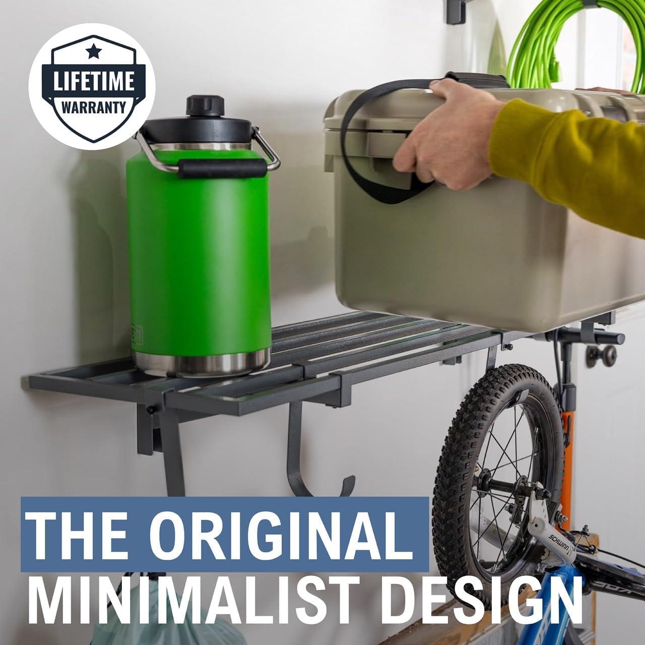 imageStoreYourBoard 2Pack Heavy Duty Wall Shelves  WallMounted Garage Storage Shelving and Organization for Sheds Closets or Utility Rooms  Holds 200 lbs 2ft x 4ft BlackHammered Gray