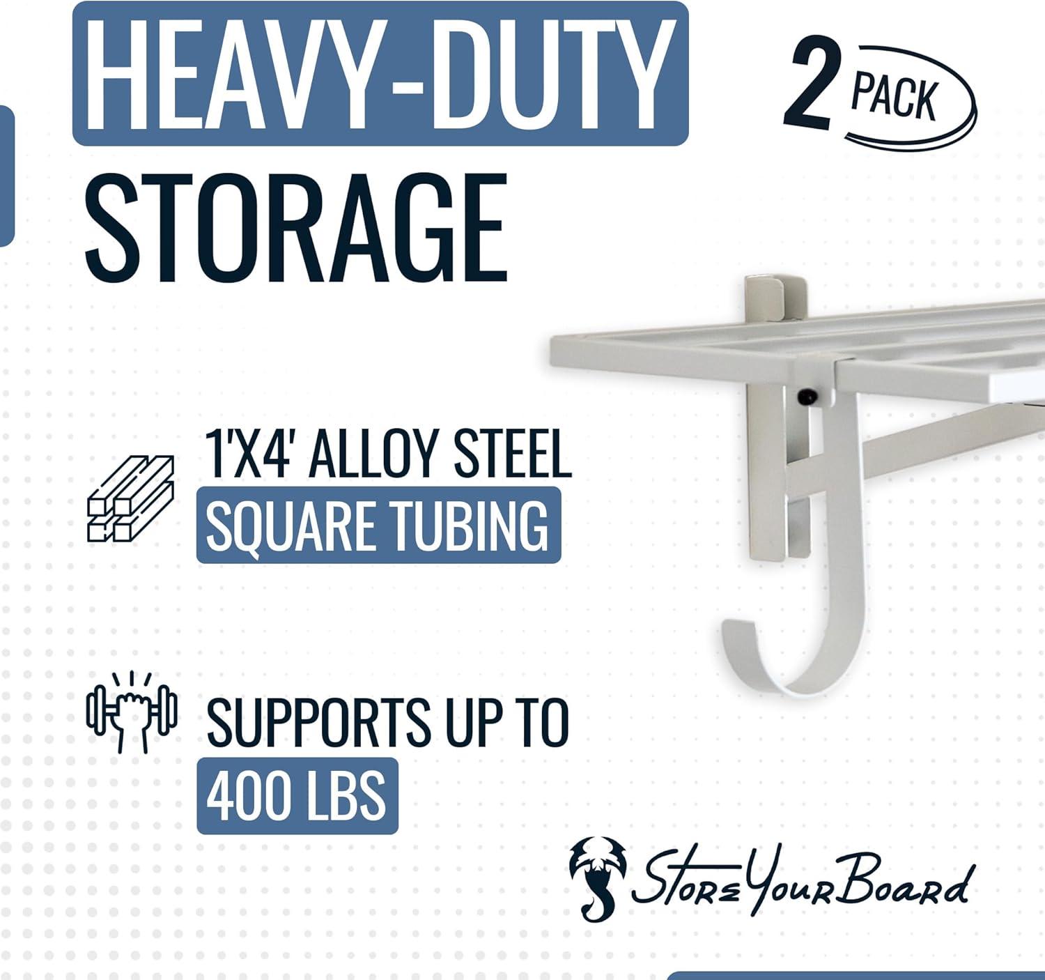 imageStoreYourBoard 2Pack Heavy Duty Wall Shelves  WallMounted Garage Storage Shelving and Organization for Sheds Closets or Utility Rooms  Holds 200 lbs 2ft x 4ft BlackWhite