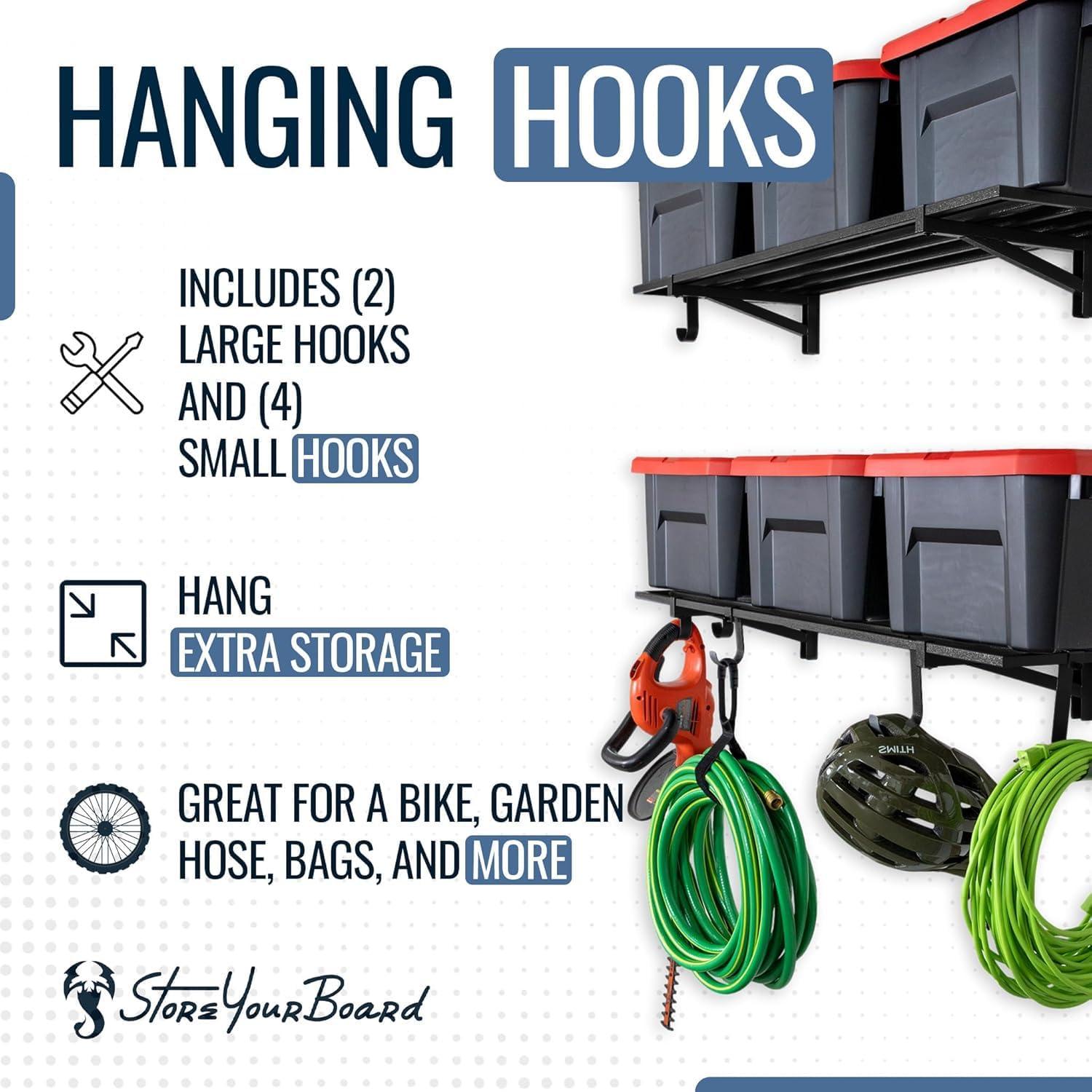 imageStoreYourBoard 2Pack Heavy Duty Wall Shelves  WallMounted Garage Storage Shelving and Organization for Sheds Closets or Utility Rooms  Holds 200 lbs 2ft x 4ft BlackBlack