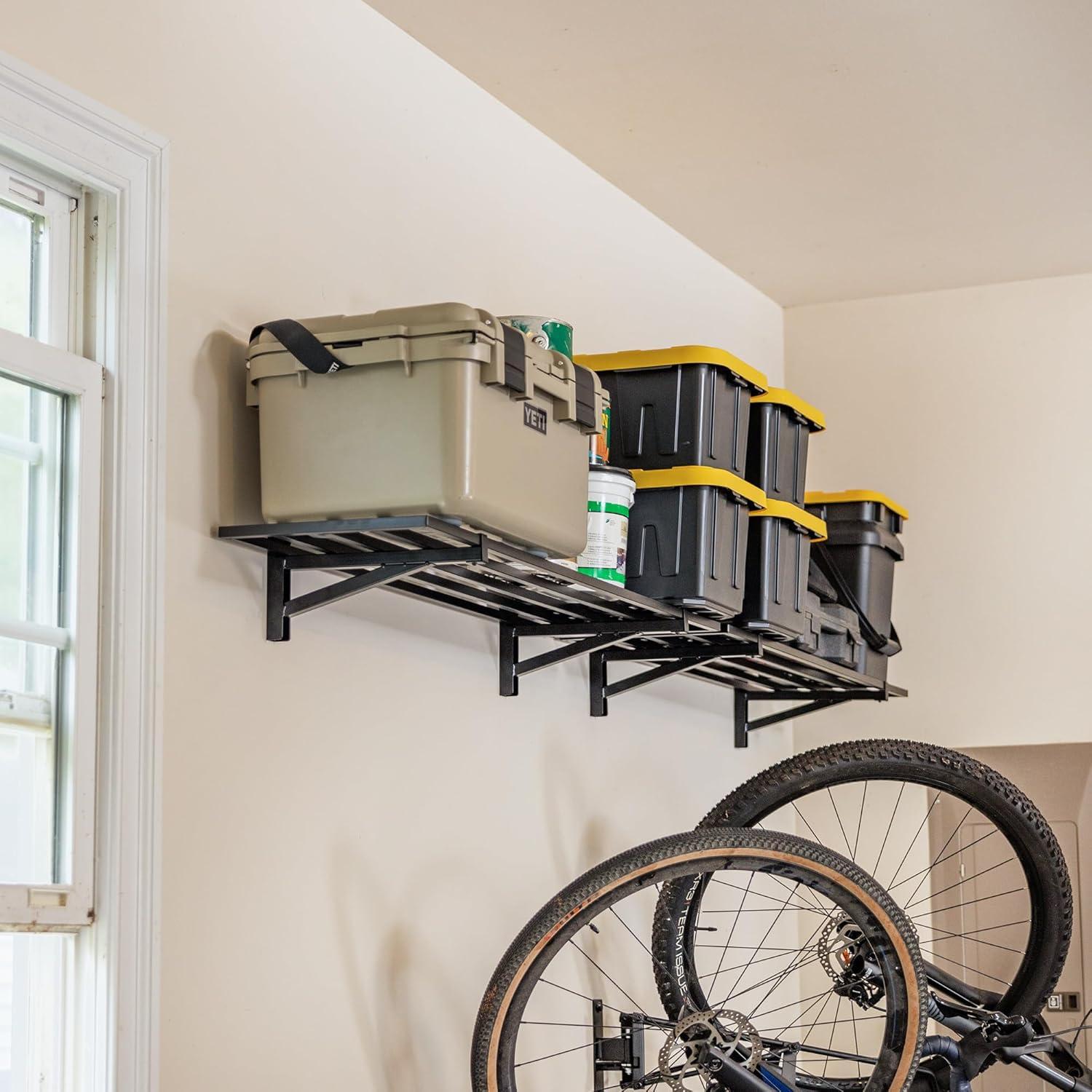 imageStoreYourBoard 2Pack Heavy Duty Wall Shelves  WallMounted Garage Storage Shelving and Organization for Sheds Closets or Utility Rooms  Holds 200 lbs 2ft x 4ft BlackBlack