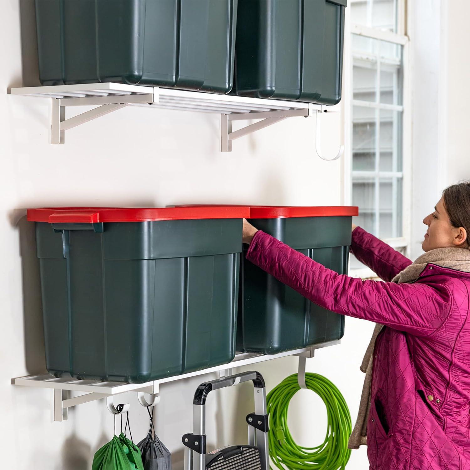 imageStoreYourBoard 2Pack Heavy Duty Wall Shelves  WallMounted Garage Storage Shelving and Organization for Sheds Closets or Utility Rooms  Holds 200 lbs 2ft x 4ft BlackWhite