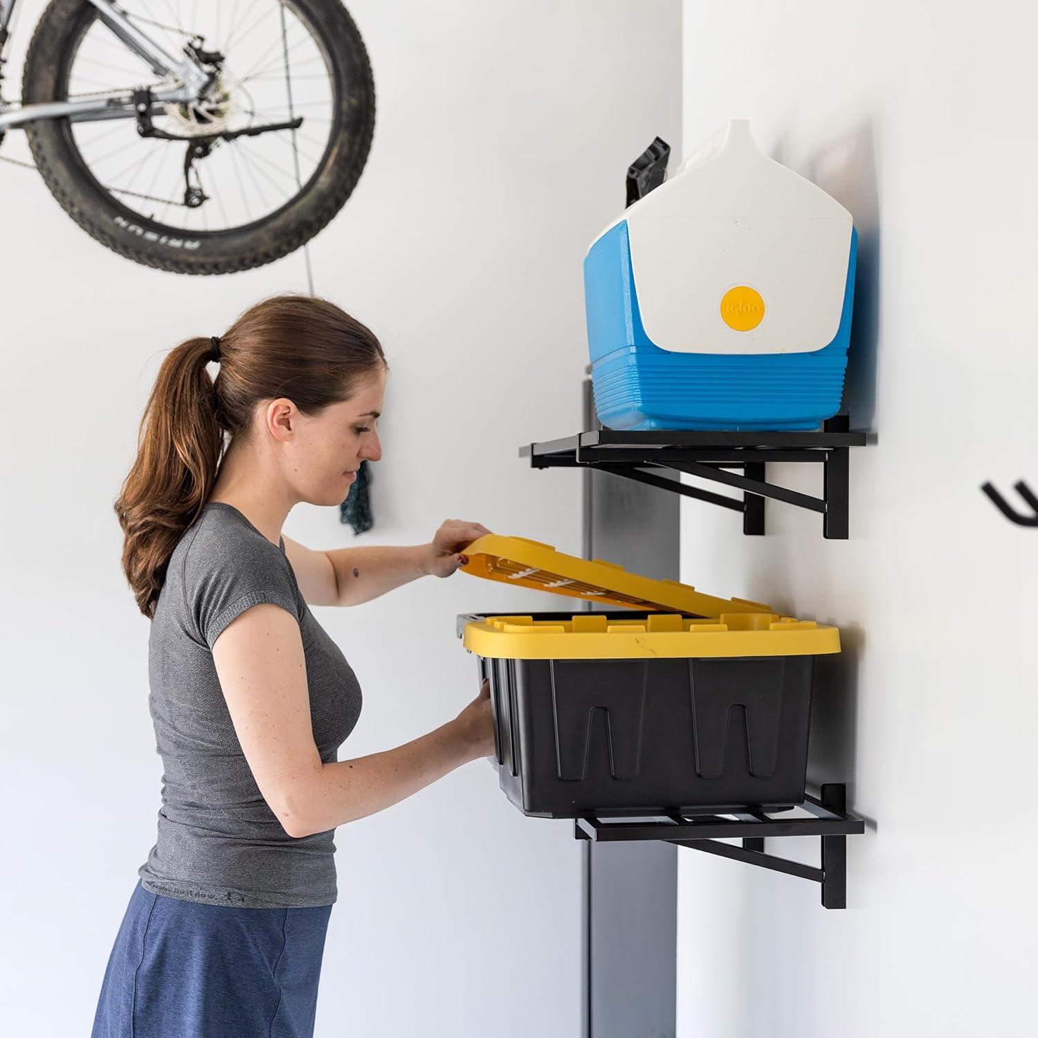 imageStoreYourBoard 2Pack Heavy Duty Wall Shelves  WallMounted Garage Storage Shelving and Organization for Sheds Closets or Utility Rooms  Holds 200 lbs 2ft x 4ft BlackBlack