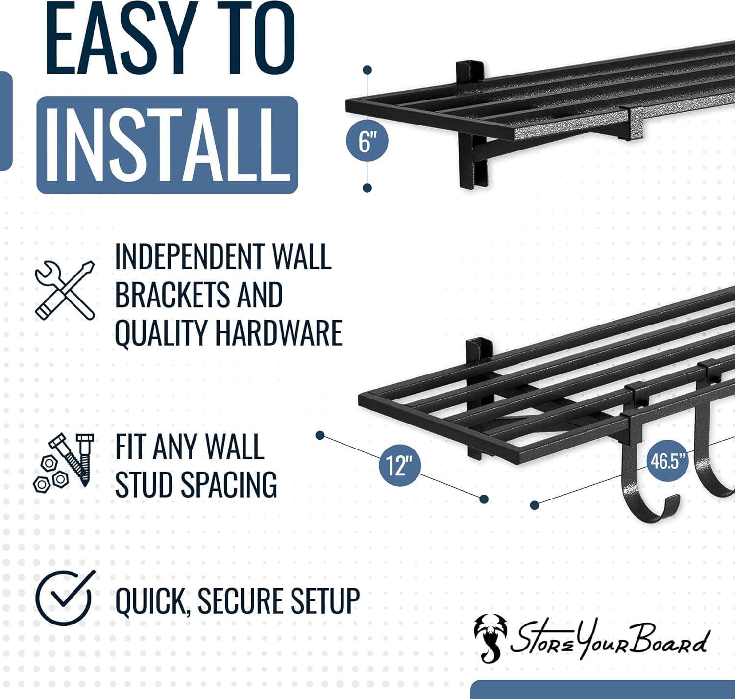 imageStoreYourBoard 2Pack Heavy Duty Wall Shelves  WallMounted Garage Storage Shelving and Organization for Sheds Closets or Utility Rooms  Holds 200 lbs 2ft x 4ft BlackBlack