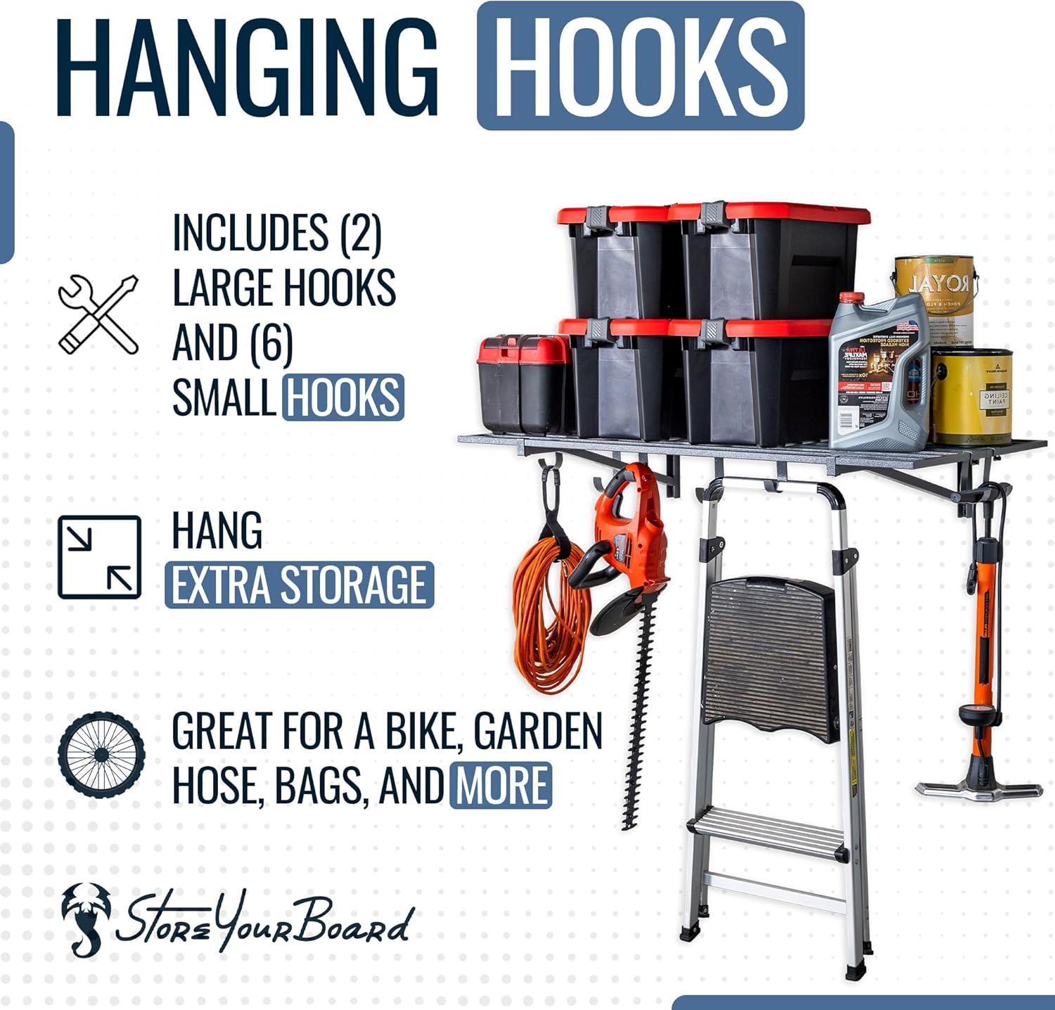 imageStoreYourBoard 2Pack Heavy Duty Wall Shelves  WallMounted Garage Storage Shelving and Organization for Sheds Closets or Utility Rooms  Holds 200 lbs 2ft x 4ft BlackHammered Gray