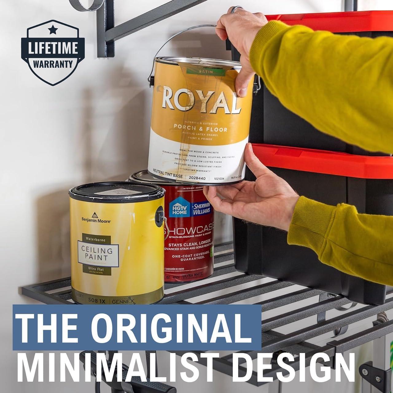 imageStoreYourBoard 2Pack Heavy Duty Wall Shelves  WallMounted Garage Storage Shelving and Organization for Sheds Closets or Utility Rooms  Holds 200 lbs 2ft x 4ft BlackHammered Gray