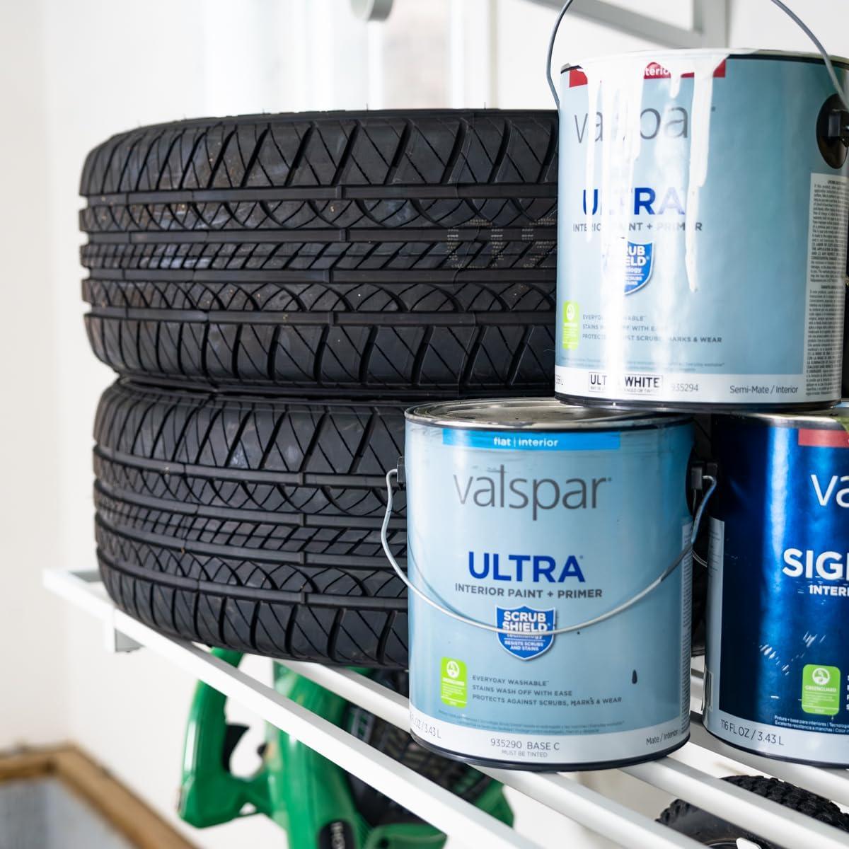 imageStoreYourBoard 2Pack Heavy Duty Wall Shelves  WallMounted Garage Storage Shelving and Organization for Sheds Closets or Utility Rooms  Holds 200 lbs 2ft x 4ft BlackWhite