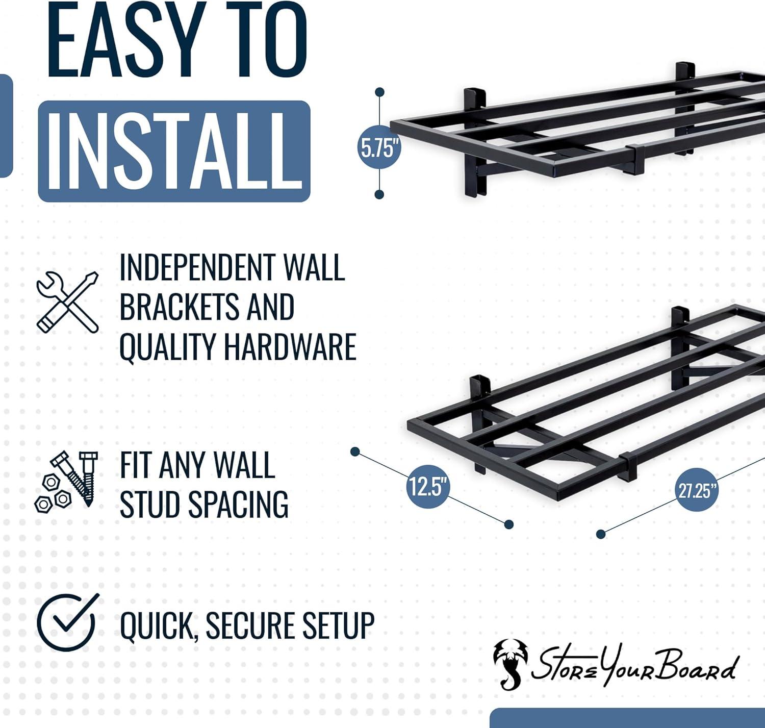 imageStoreYourBoard 2Pack Heavy Duty Wall Shelves  WallMounted Garage Storage Shelving and Organization for Sheds Closets or Utility Rooms  Holds 200 lbs 2ft x 4ft BlackBlack