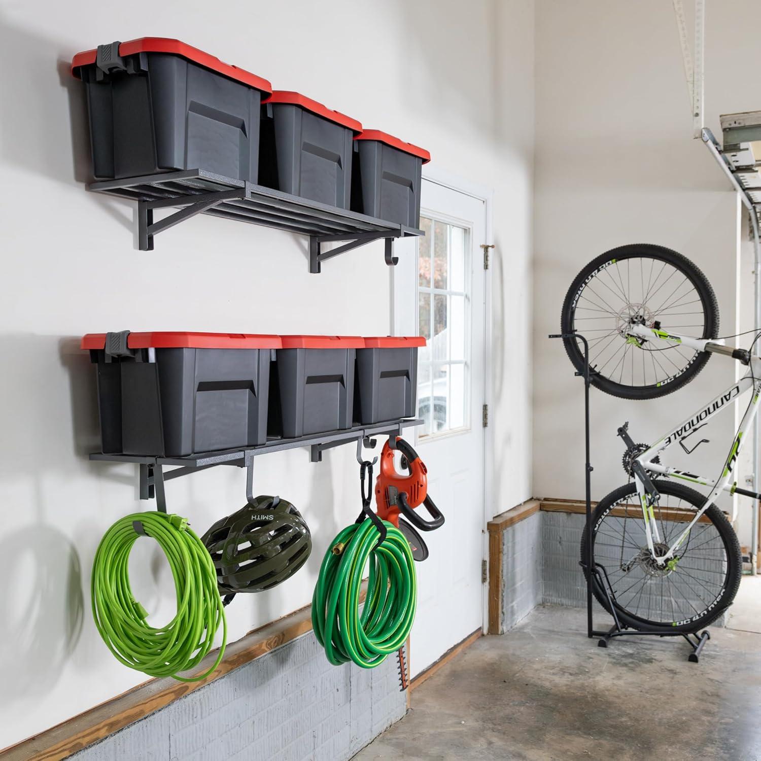 imageStoreYourBoard 2Pack Heavy Duty Wall Shelves  WallMounted Garage Storage Shelving and Organization for Sheds Closets or Utility Rooms  Holds 200 lbs 2ft x 4ft BlackHammered Gray