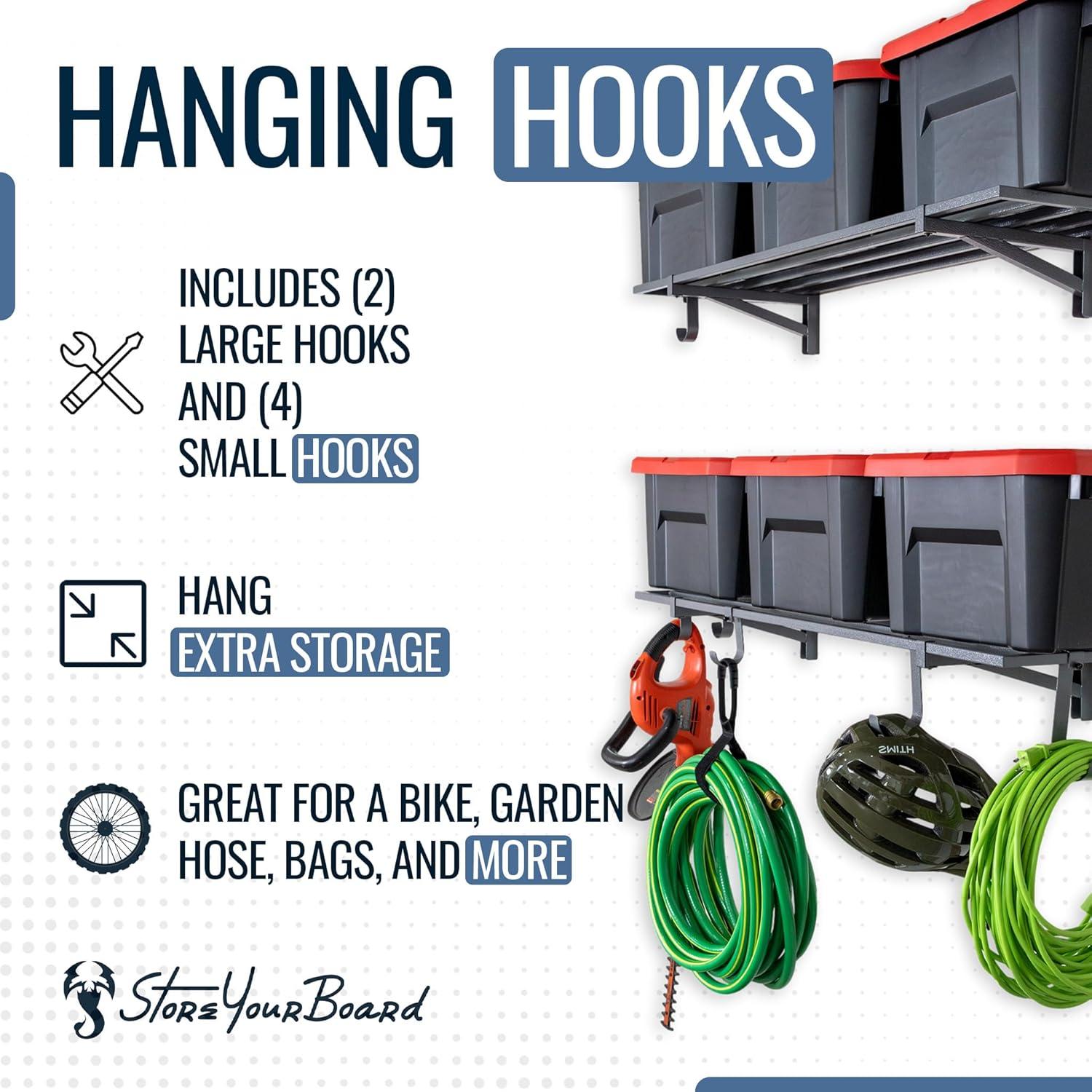 imageStoreYourBoard 2Pack Heavy Duty Wall Shelves  WallMounted Garage Storage Shelving and Organization for Sheds Closets or Utility Rooms  Holds 200 lbs 2ft x 4ft BlackHammered Gray