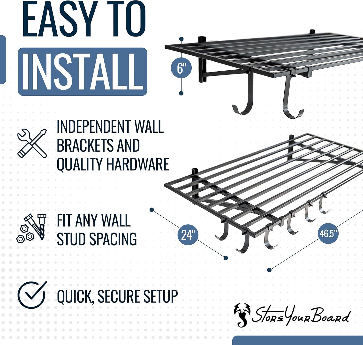 imageStoreYourBoard 2Pack Heavy Duty Wall Shelves  WallMounted Garage Storage Shelving and Organization for Sheds Closets or Utility Rooms  Holds 200 lbs 2ft x 4ft BlackBlack