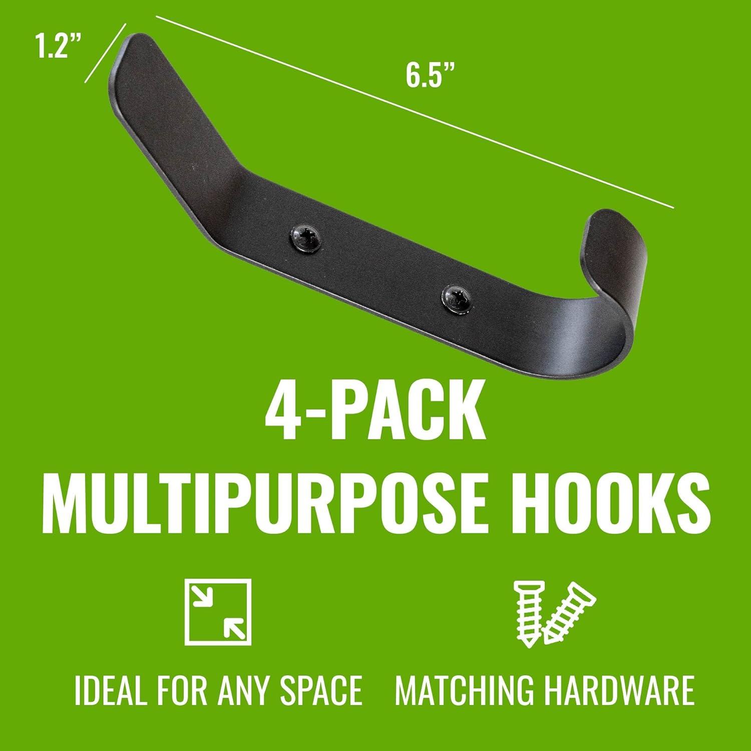 imageStoreYourBoard 4 Pack Wall Hooks for Hanging Decorative ampamp Heavy Duty Coat Wall Hooks Mount Set Holds 30 lbs Each Outdoor 65quot x 12quot x 2quotBlack