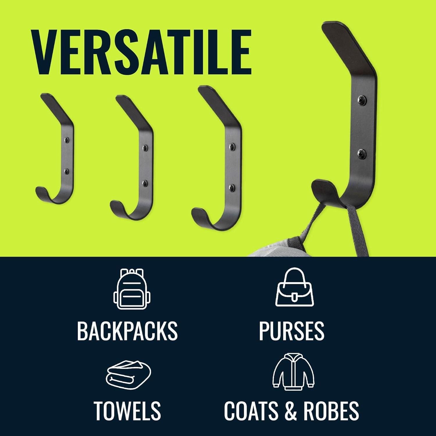 imageStoreYourBoard 4 Pack Wall Hooks for Hanging Decorative ampamp Heavy Duty Coat Wall Hooks Mount Set Holds 30 lbs Each Outdoor 65quot x 12quot x 2quotBlack