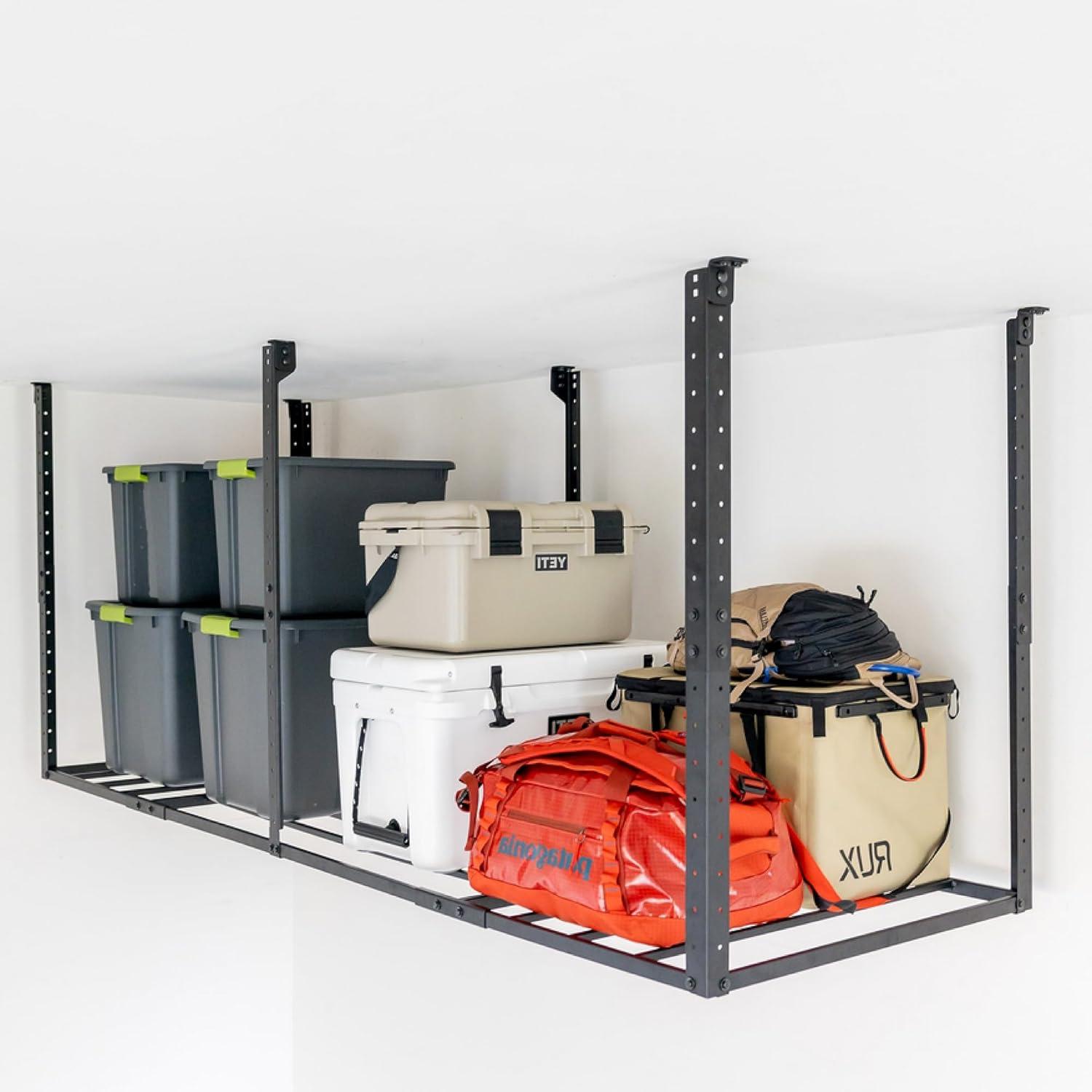 imageStoreYourBoard 4 x 8 Overhead Garage Storage Rack Ceiling Shelf Overhead Organization Heavy Duty Steel Platform Holds 700 lbs 96 in x 48 in x 40 in3 x 8 ft