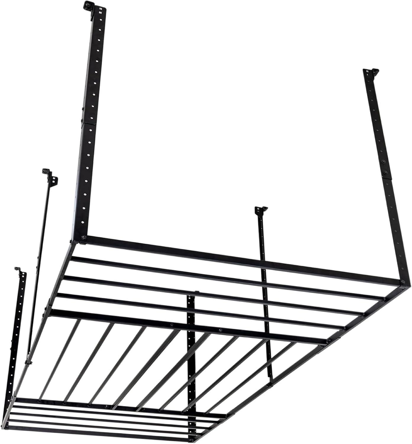 imageStoreYourBoard 4 x 8 Overhead Garage Storage Rack Ceiling Shelf Overhead Organization Heavy Duty Steel Platform Holds 700 lbs 96 in x 48 in x 40 in4 x 8 ft