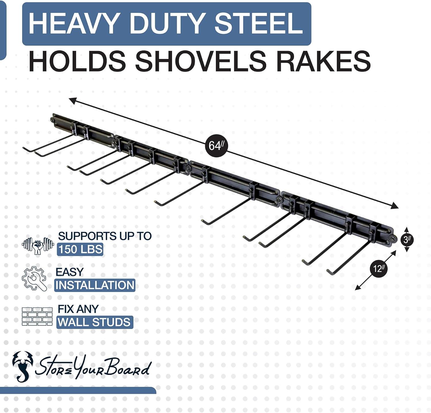 imageStoreYourBoard 64quot Modular Garage Garden Tool Organizer Wall Mount  Heavy Duty Garden Tool Rack for Garage Organization and Storage Wall Tool Organizer for Shovels Rakes Yard Tools Holds 600 lbs64 inch