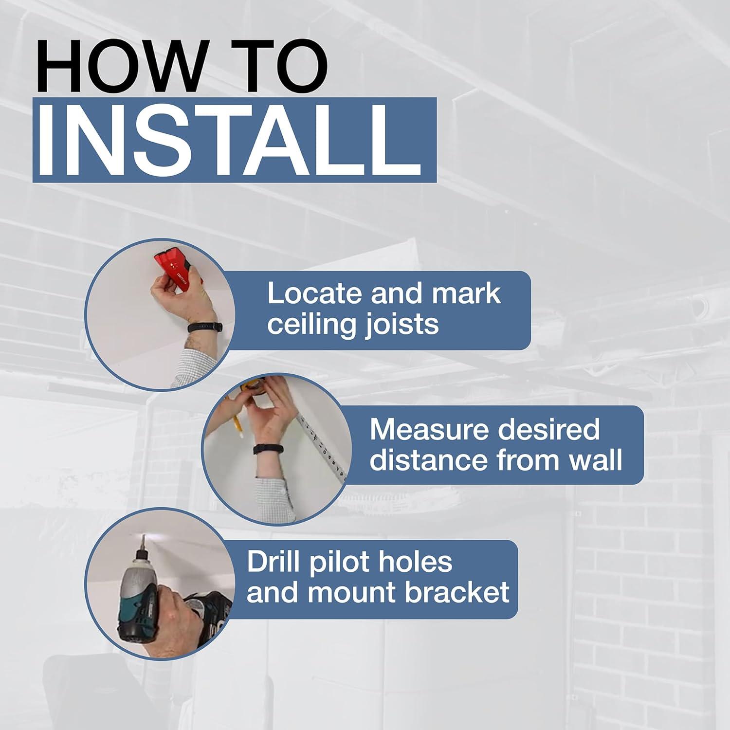 imageStoreYourBoard Adjustable Ceiling Rack  Hi Port 2 Garage Ceiling Ladder Hanger  Adjustable Overhead Ladder Storage for Step ampamp Extension Ladders  Garage Organization  Holds 75 lbsFull