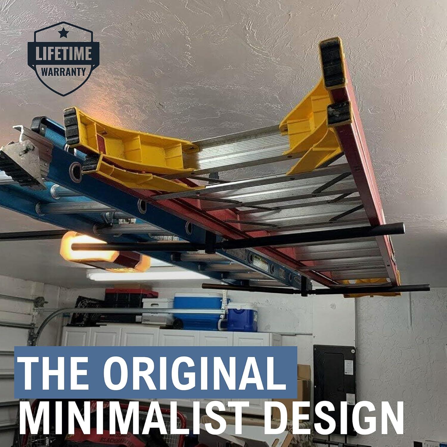 imageStoreYourBoard Adjustable Ceiling Rack  Hi Port 2 Garage Ceiling Ladder Hanger  Adjustable Overhead Ladder Storage for Step ampamp Extension Ladders  Garage Organization  Holds 75 lbsFull