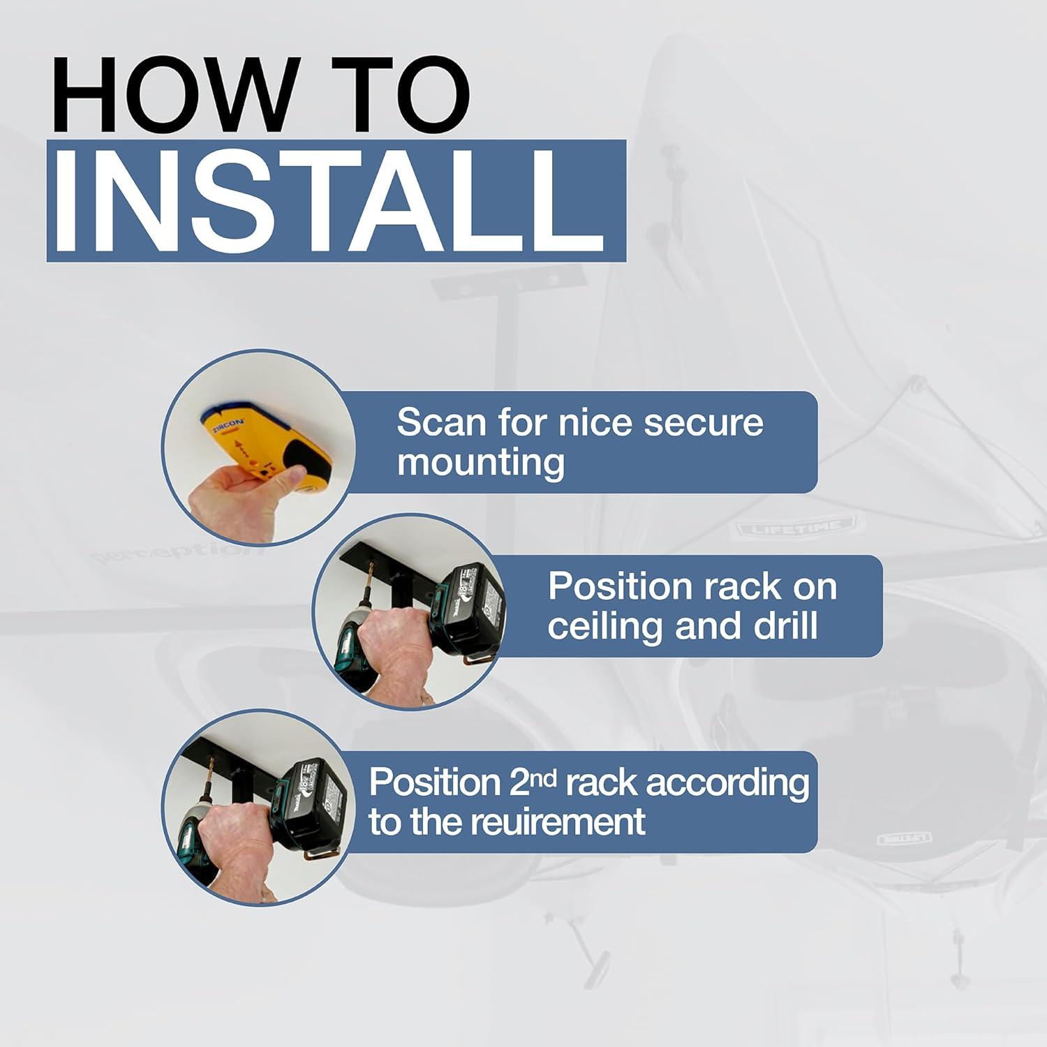 imageStoreYourBoard Adjustable Kayak Ceiling Rack  Hi Port 2 Garage Ceiling Kayak Hanger  Adjustable Overhead Kayak Storage for Recreational ampamp Touring Kayaks  Garage Organization2 Kayaks