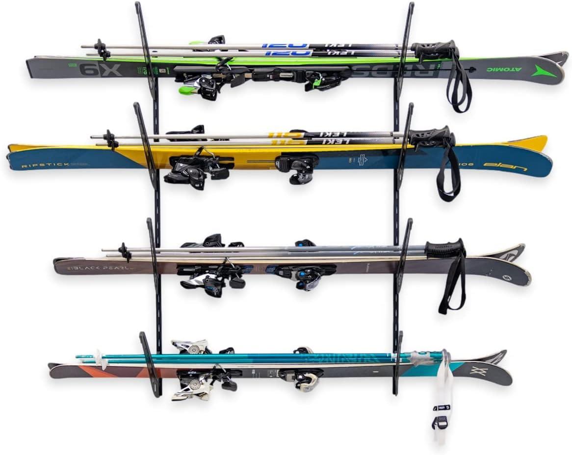 imageStoreYourBoard Adjustable Ski Storage Rack Wall Mount OrganizerBlack
