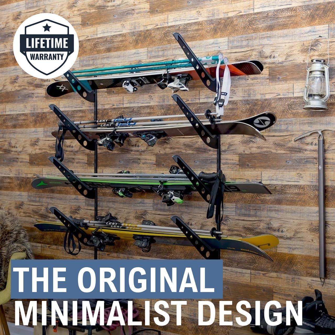 imageStoreYourBoard Adjustable Ski Storage Rack Wall Mount OrganizerBlack