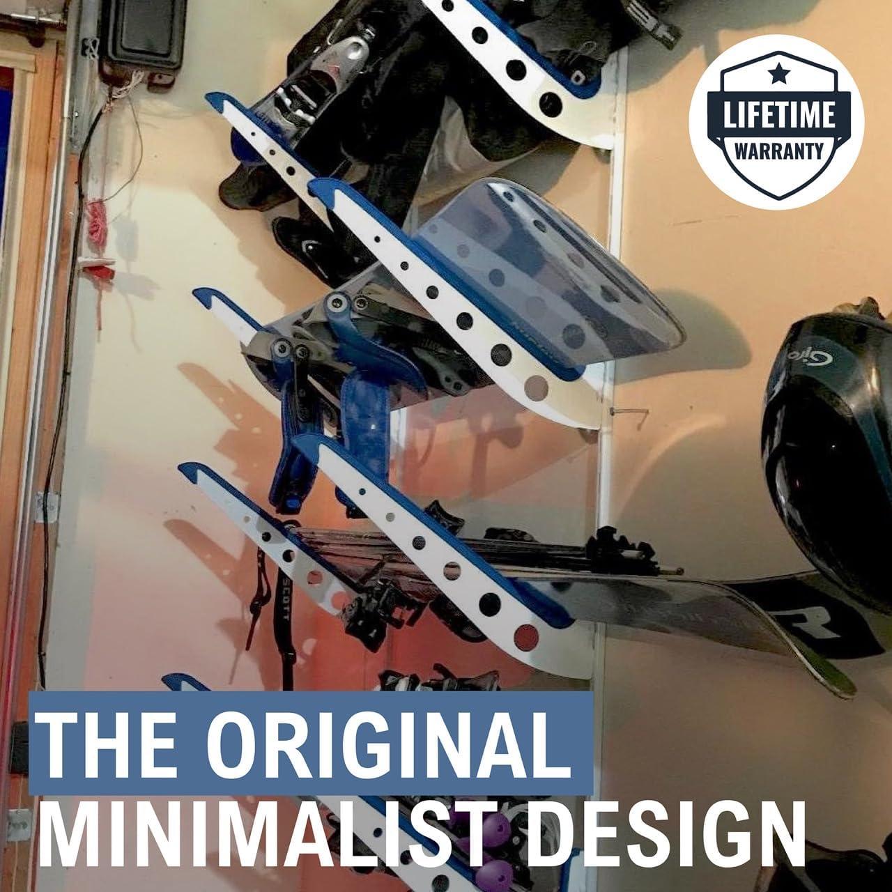 imageStoreYourBoard Adjustable Ski Storage Rack Wall Mount OrganizerWhite