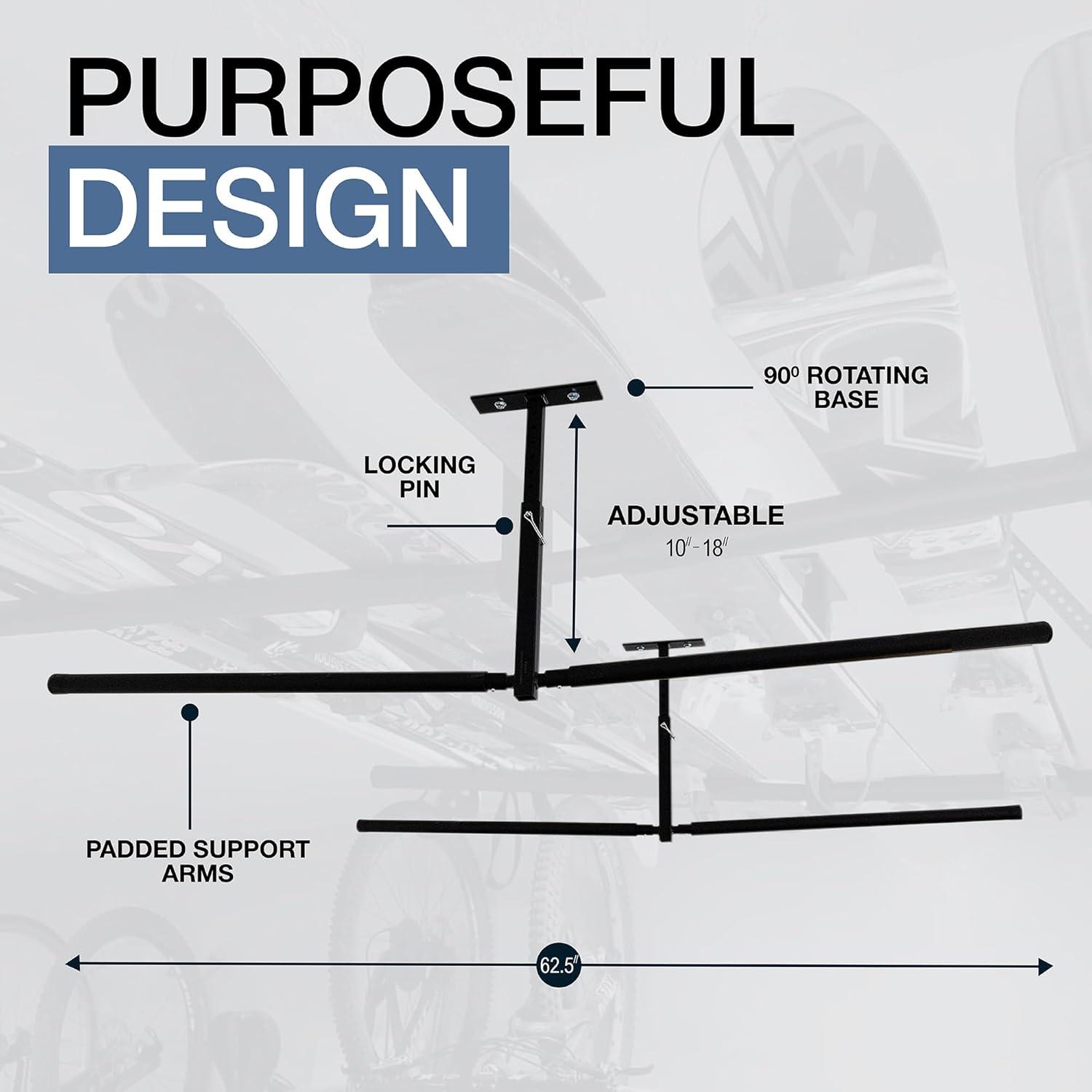 imageStoreYourBoard Adjustable Ski and Snowboard Ceiling Rack Overhead Storage Mount Double SidedDouble Sided