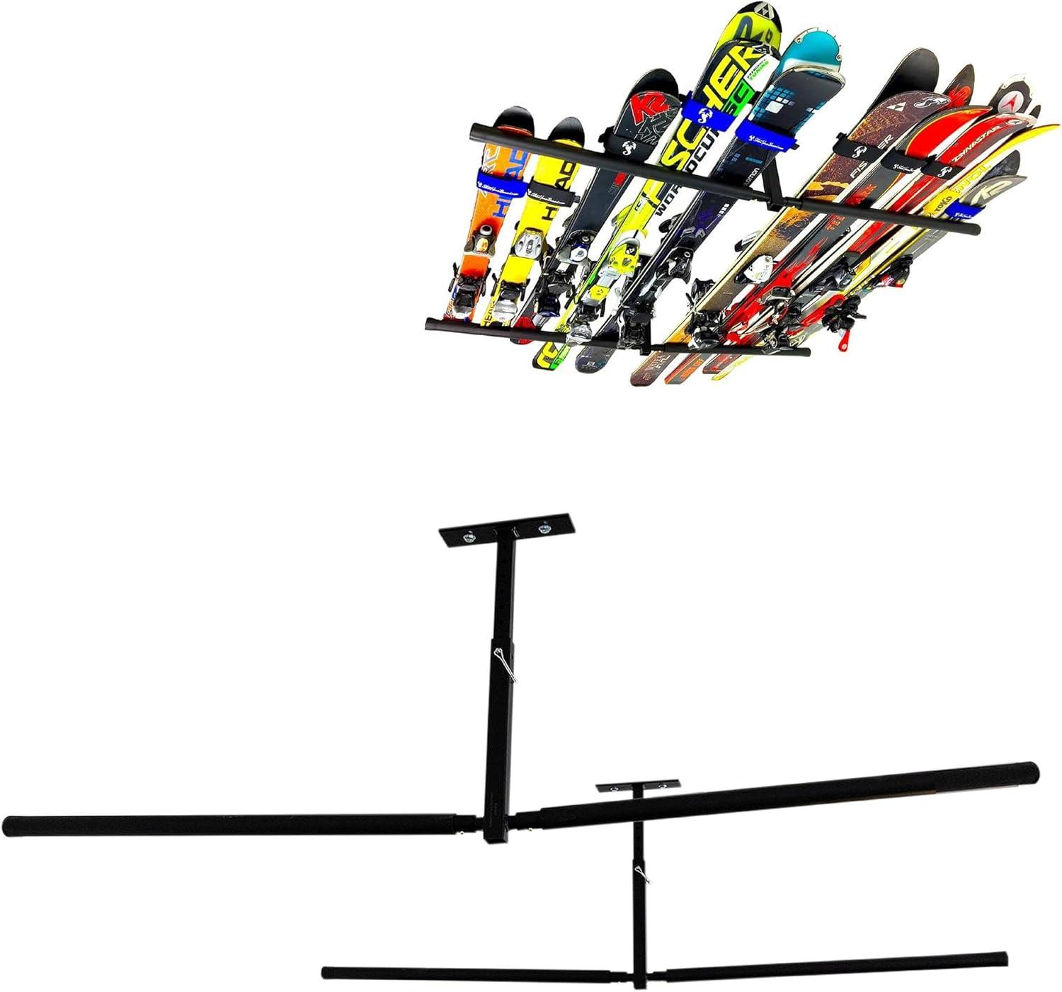imageStoreYourBoard Adjustable Ski and Snowboard Ceiling Rack Overhead Storage Mount Double SidedDouble Sided