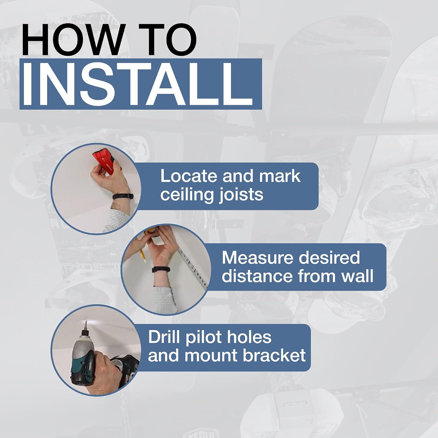 imageStoreYourBoard Adjustable Ski and Snowboard Ceiling Rack Overhead Storage Mount Double SidedDouble Sided