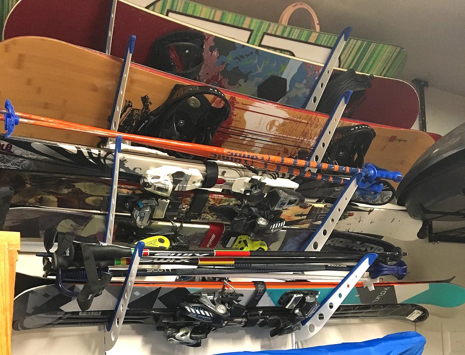 imageStoreYourBoard Adjustable Snowboard Storage Rack Wall Mount 4 Board DisplayWhite