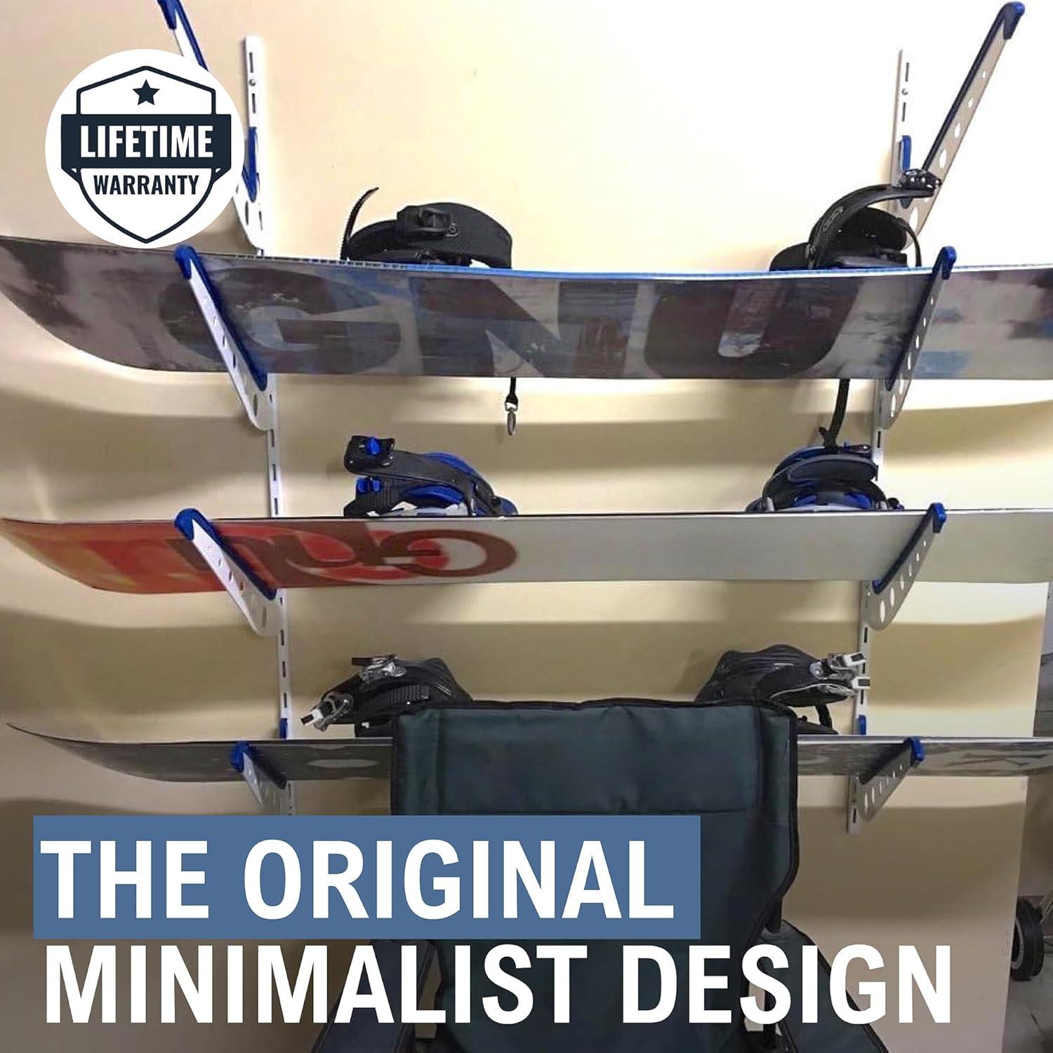 imageStoreYourBoard Adjustable Snowboard Storage Rack Wall Mount 4 Board DisplayWhite