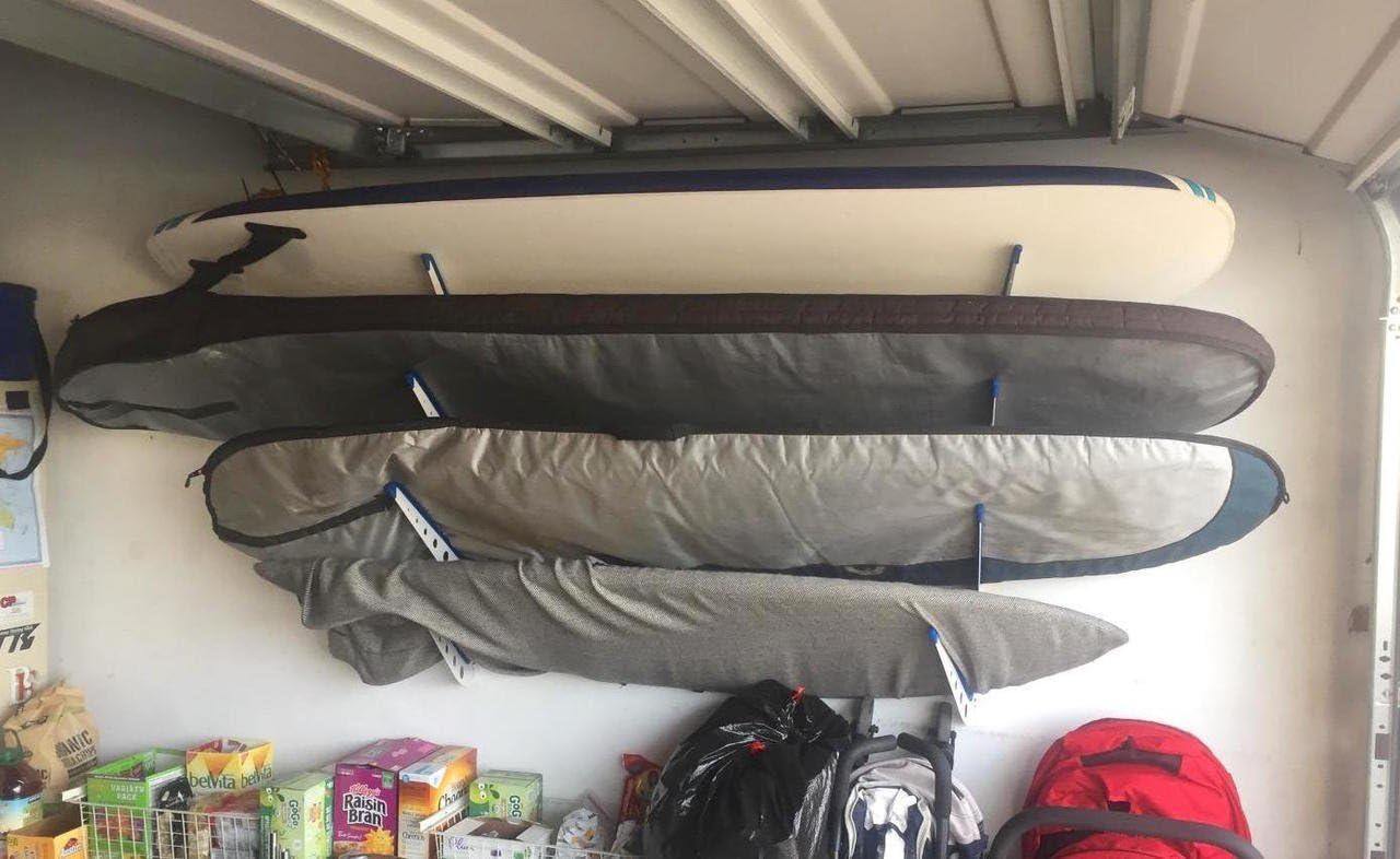 imageStoreYourBoard Adjustable Surfboard Storage Rack 4 Board Wall Mount DisplayWhite