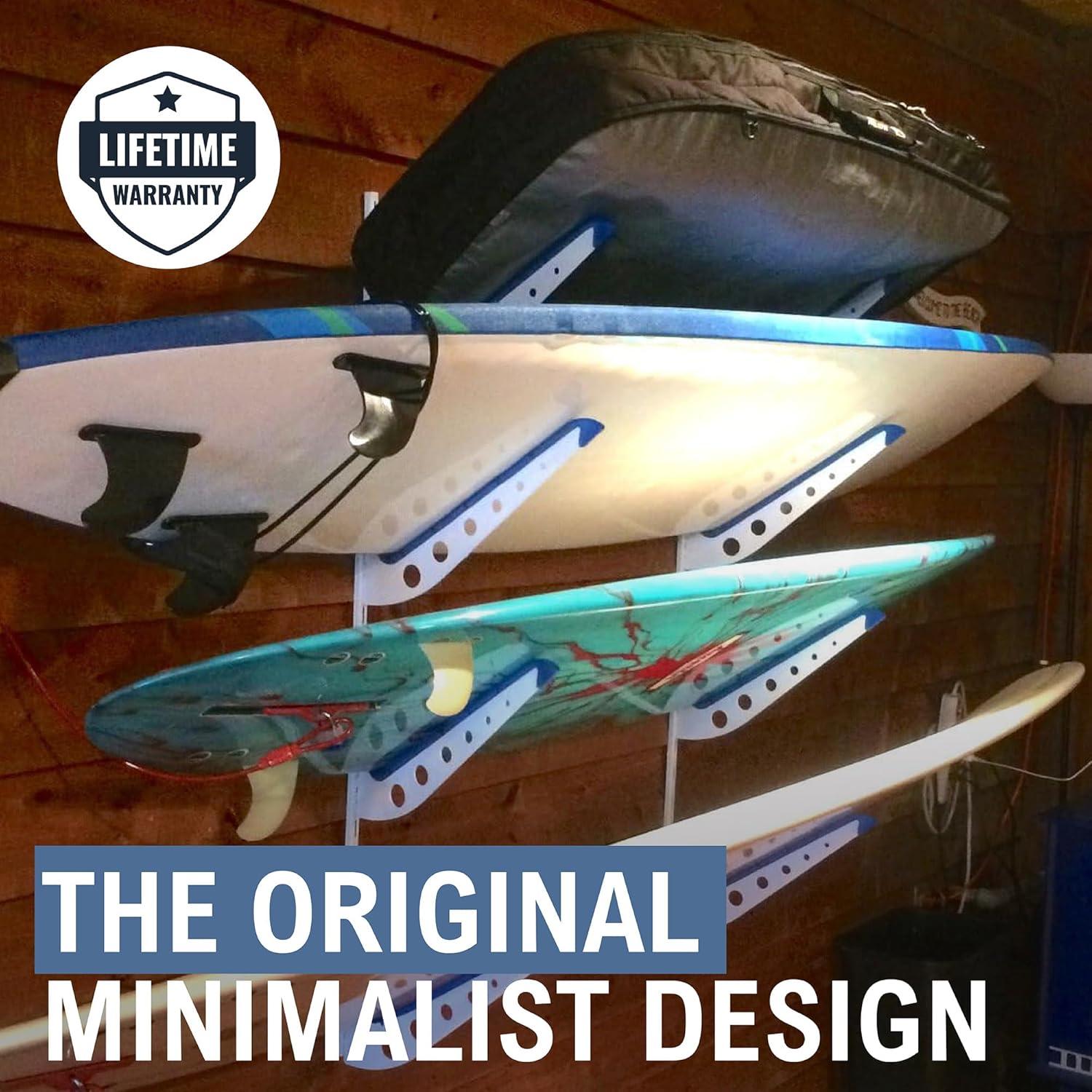 imageStoreYourBoard Adjustable Surfboard Storage Rack 4 Board Wall Mount DisplayWhite