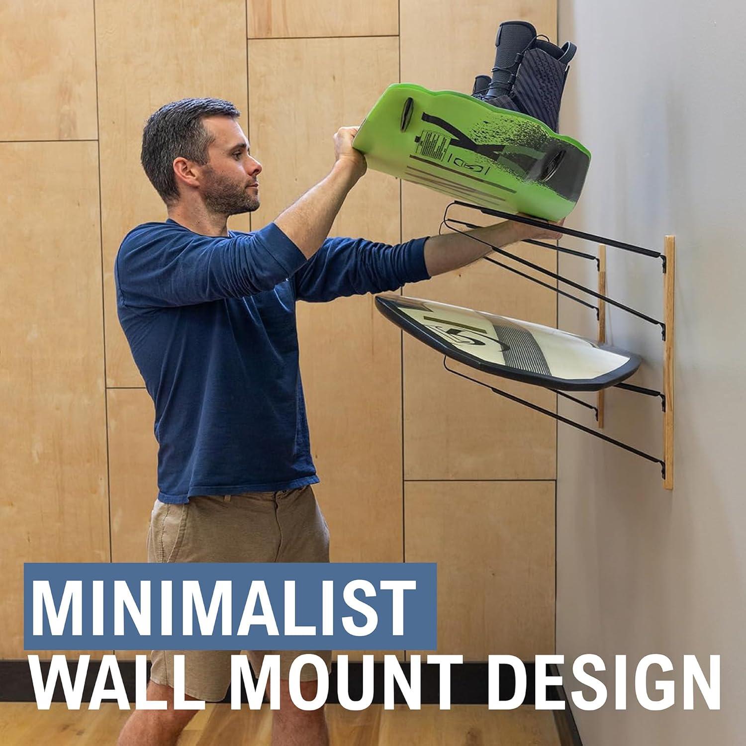 imageStoreYourBoard Avon Wakeboard Storage Rack Wall Mount Water Ski and Wake Surf Board Organizer Natural Wood and Solid Steel Holds 100 lbs2 Levels